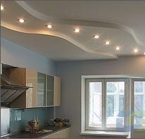 красивые потолки на кухне
